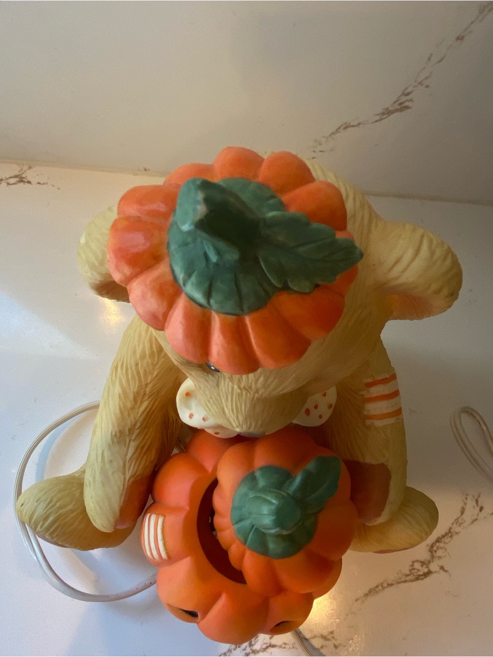 Vintage Halloween Bear Pumpkin Nightlight By Enesco 1994 Works 8” - Picture 11 of 12
